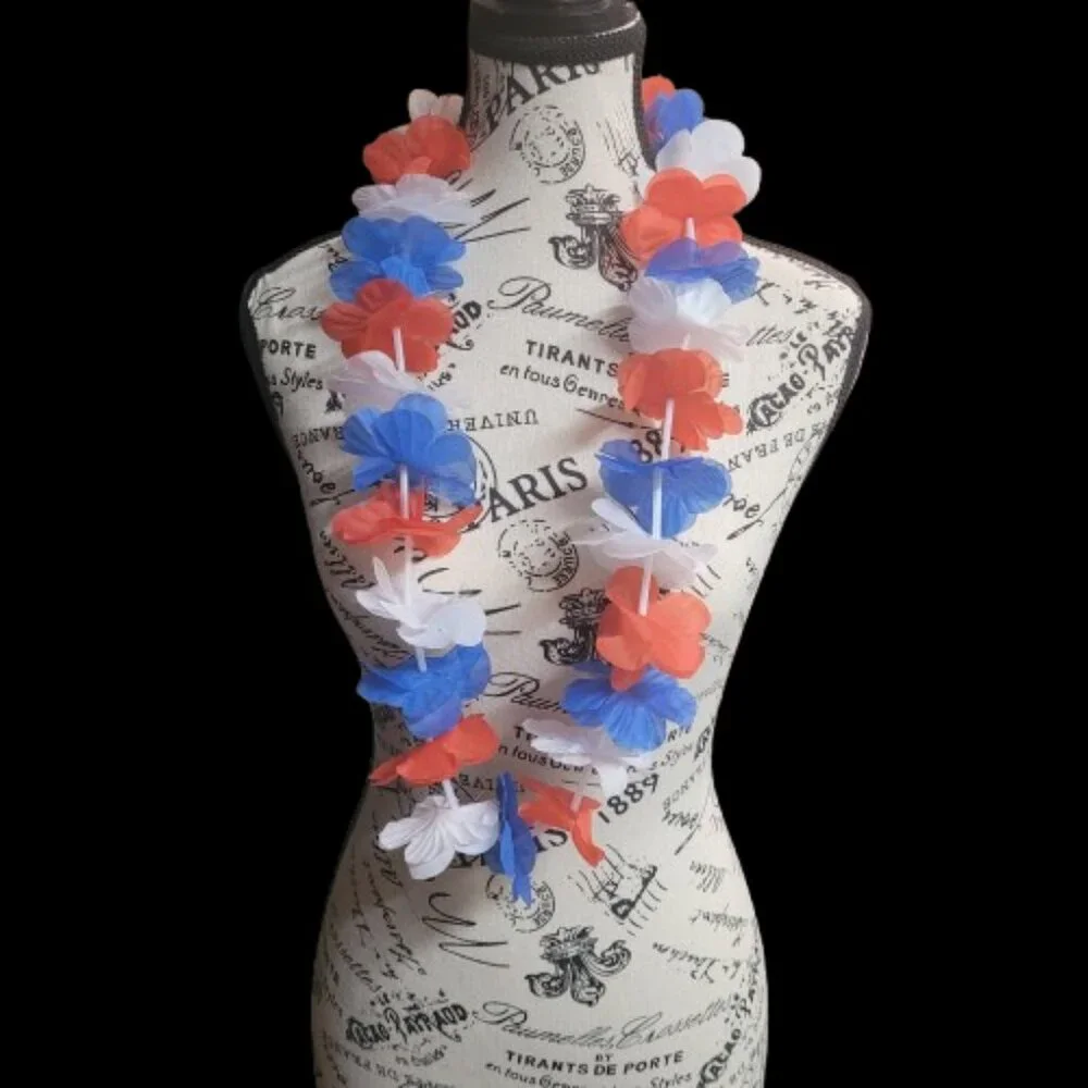 Ten Red, White and Blue Leis for Parties or Parades